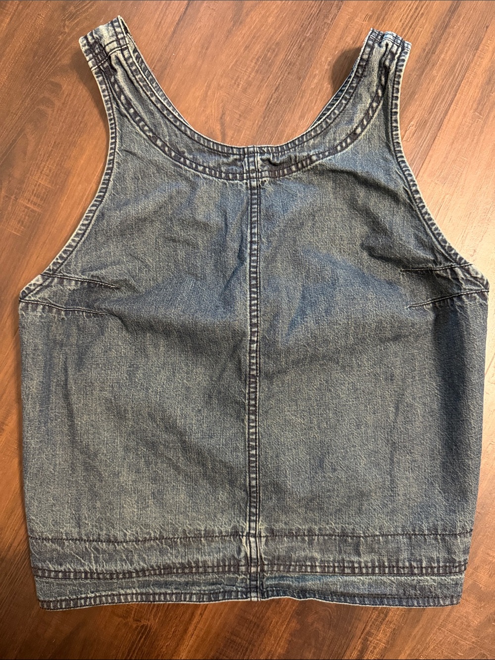 Free People We The Free Denim Open Back Vest Tank Top 100% Cotton Women’s XL